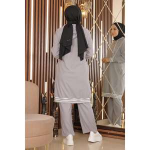 Ensemble deux pièces sportif décontracté en laine, haut côtelé zippé au-dessus du genou, pour tenues automne-hiver Commander 2 pièces - Product Image 5