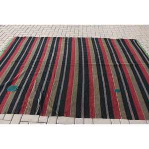 Alfombra de área grande turca de 6x9, 3 pies, clásica, negra, roja, diseño de retazos, Material de lana, rectángulo de látex para uso en la habitación del pasillo - Product Image 3