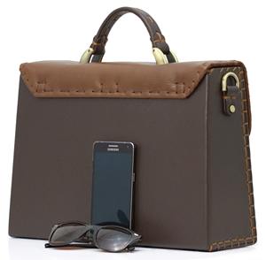 Sac pour ordinateur portable en cuir véritable souple fait à la main, deux tons, marron, professionnel, élégant, pour le travail, le bureau et les affaires - Product Image 4