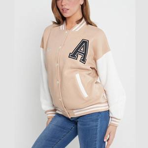 Veste universitaire pour femmes Veste de baseball courte à manches longues à épaules tombantes Vestes universitaires Letterman personnalisées - Product Image 2