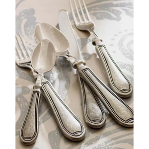 Ensemble de couverts élégants en acier inoxydable plaqué argent à manche rond en étain, cuillère, couteau, fourchette, idéal pour les ustensiles de cuisine haut de gamme - Product Image 3