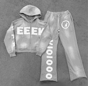 Conjunto Deportivo Casual de Invierno para Hombre 2025, Sudadera con Capucha de Doble Cintura y Pantalones Deportivos Acampanados, Transpirables y de Secado Rápido - Product Image 4
