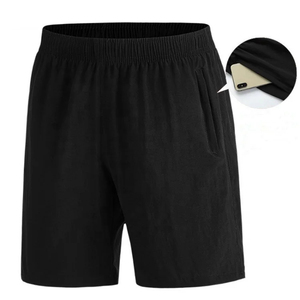Shorts en polyester noir pour homme, taille élastique, avec poches, séchage rapide, décontractés, pour le sport - Product Image 1