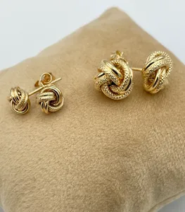 Estilo Vintage para mujer, chapado en oro de 18 quilates, sin diamantes, joyería hecha a mano, pendientes de oro macizo para mujer - Product Image 2