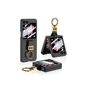 Étui de luxe pour Galaxy Z Flip 6 avec anneau de support, coque de protection en silicone avec initiale Z, étui de téléphone portable en PU inspiré de Samsung INS - Product Image 1