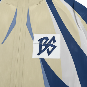 Ensemble coupe-vent en nylon polyester 130GSM de qualité supérieure grande taille Ensemble coupe-vent deux tons bleu beige design personnalisé avec logo Ensemble coupe-vent à transfert thermique - Product Image 6