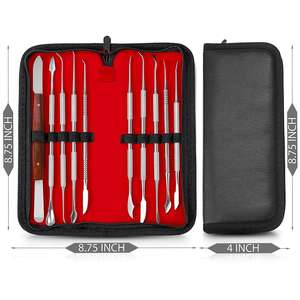 Juego de 10 Herramientas de Tallado de Cera de Acero Inoxidable Alemán, Instrumentos Dentales con Agarre Ergonómico, Estuche de Herramientas Quirúrgicas con Certificación CE - Product Image 1