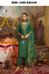 Fantaisie Evergreen Designer Outfit Viscose et Nylon Kurti Pant Broderie lourde et travail manuel avec Dupatta Online Shopping India - Product Image 6