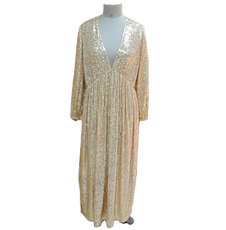 Chic Styles and Comfort in gold v neck long sleeve dress for Trendy Women