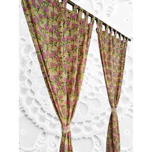 100% Cotton Floral Curtains Drapes Hand-Block Printed Bohemian Hippie Home Decor Panels - Product Image 1