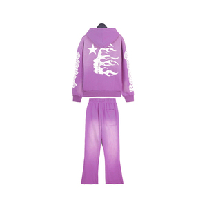 Survêtement personnalisé surdimensionné poids lourd 2024 à capuche délavé à l'acide et ensembles de jogging survêtement à capuche en molleton de coton pour hommes - Product Image 5