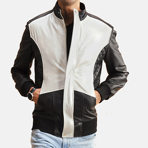 Blouson de moto en cuir personnalisé avec col montant et logo frontal - Design unisexe - Product Image 5