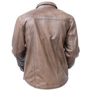 Camisa de cuero personalizada más vendida, los mejores precios, elegante diseño personalizado, camisa negra de manga corta de cuero con botones para hombres - Product Image 2