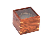 Boussole de sauvetage vintage en laiton antique avec boîte en bois de rose, décoration artisanale pour la maison par Calvin Handicraft