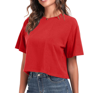 Tops courts pour femmes en gros, fabricant OEM personnalisé, manches courtes, t-shirts pour femmes abordables - Product Image 2