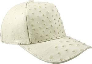 <b>Vintage</b> Ostrich Leather Baseball <b>Cap</b> 6-Panel Fitted Unisex Solid Color Casual Hat for Adults Four Seasons Wear - Product Image 3
