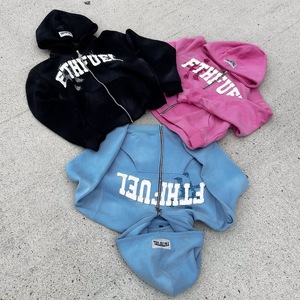 Sweat à capuche décontracté pour homme, hiver, manches longues, imprimé, en polaire polyester non tissé, effet délavé soleil, broderie vieillie, personnalisable, fermeture éclair - Product Image 6