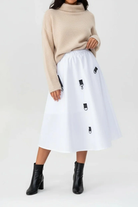 Women's Pocketed <b>Belted</b> Skirt <b>Elastic</b> Waistband Comfortable Everyday Style - Product Image 3