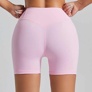 Short de Yoga de Compression à Fermeture Élastique Taille Haute pour Femmes Séchage Rapide Respirant Spandex/Nylon Logo Personnalisé Leggings de Couleur Unie - Product Image 2