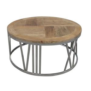 Mesa de madera y hierro de calidad de lujo, diseño de tendencia, mesa de centro para el hogar de forma redonda, de fabricación en Artes para el hogar - Product Image 3