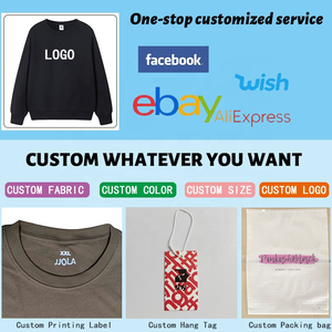 OEM Wholesale Custom Logo <b>Thick</b> <b>Fleece</b> Blank Plain Crewneck Hoodie Customized Heavyweight Oversized Men's Sweatshirts for Winter - Product Image 5