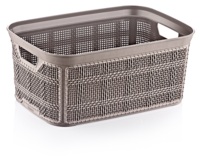 Panier de rangement multifonctionnel en plastique durable et écologique en jute rectangulaire Afossa 2,5 L, design empilable moderne pour la maison et le bureau