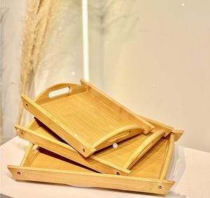 Nouveau design élégant plateau à thé en bambou plateaux de service à boissons en bois d'excellente qualité du meilleur fournisseur - Product Image 4