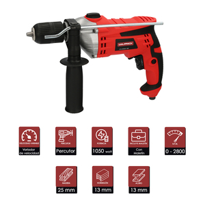 Trapano a percussione da 1050 Watt. Con velocità variabile. Include custodia per il trasporto, maniglia e guida in metallo. - Product Image 2