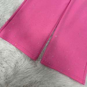 Conjunto de ropa de 2 piezas con diamantes de imitación y logotipo personalizado, trajes de mujer de manga larga con cremallera ajustable a la moda, Jogger - Product Image 6