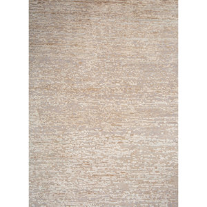 Alfombra de Lana y Seda Entropy Ivory Anudada a Mano AKWS-13063, Alfombra Abstracta para Sala de Estar, Alfombra Rectangular de Yute para Pasillo, Alfombra Tipo Rompecabezas para Adolescentes - Product Image 3