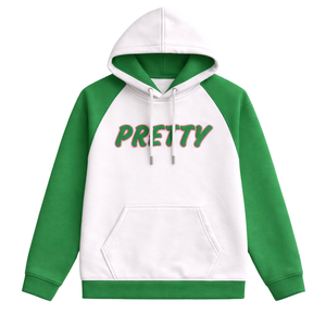 Sweat-shirt à manches raglan blanc 08 Pretty Girl, vêtements de sororité grecque, sweat-shirt rose et vert pour femmes, vêtements de sororité universitaire, vêtements grecs - Product Image 3