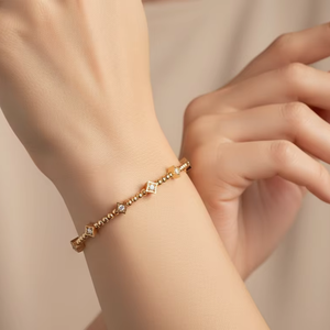 Bracelet en diamant en forme d'étoile Pansak Or 14 carats |   Bracelet de luxe en diamants naturels |   Diamant taille brillant 0,15 CTTW, 7 pièces, rhodié - Product Image 5