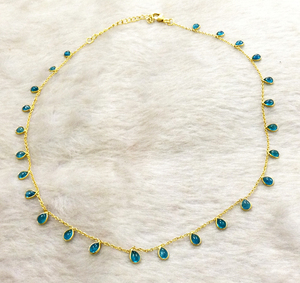 Custom Made 925 <b>Sterling</b> <b>Silver</b> Gold Plated Lightweight Unisex Everyday Wear Supplier Adjustable Apatite Gemstones <b>Necklaces</b> - Product Image 2