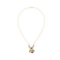 Pendentif Lapin Cartoon en Diamant Or 18K pour Femme, Diamants Naturels Certifiés IGI Taille Ronde Brillante, Bijoux Fins