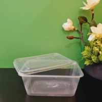 Livraison rapide 34oz Rectangle Forme PP Récipient Alimentaire En Plastique avec Couvercle À Emporter Boîte D'emballage Transparent clair Micro-ondes