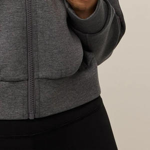 Logo personnalisé Hiver Nouvelles Femmes Confortable Chaud Cropped Top À Capuche Yoga Porter Veste À Capuche Fermeture Éclair Pull Running Fitness Veste - Product Image 4