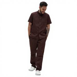 EVEGLOW Custom Unisex Cotton Polyester Woven <b>Scrub</b> <b>Sets</b> with Needle Detection Seamless Fusing Long Sleeve for Hospital Use - Product Image 1