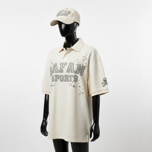 Chemise polo pour femmes, coton piqué de haute qualité, 220 GSM, respirante, ton crème, imprimé strass, logo personnalisé, chemises polo en coton pour femmes - Product Image 5