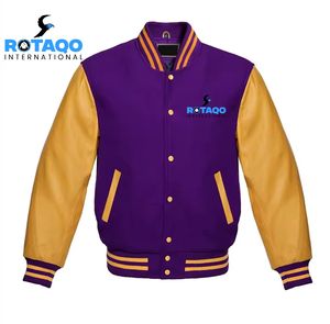 Vestes universitaires classiques pour hommes, manches en cuir véritable |   Veste de baseball en laine mélangée pour collège - Product Image 1