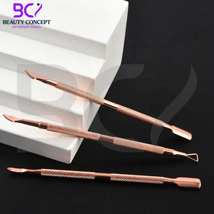 Ensemble de 3 pièces en acier inoxydable pour enlever les peaux mortes, outils de manucure, poussoir à cuticules en or rose - Product Image 4