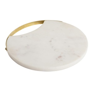 Planche à découper ronde blanche avec poignée dorée Plateau de cuisine élégant pour couper l'affichage du fromage de service et offrir une utilisation polyvalente - Product Image 6