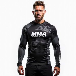 Customized Lightweight Compression Fit <b>Rash</b> <b>Guard</b> with Full And Short Sleeve for MMA Customized Fight Design kimono de jiu jitsu - Product Image 6