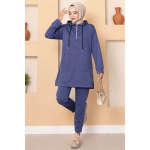 Media cremallera detallada hijab chándal índigo - Product Image 4