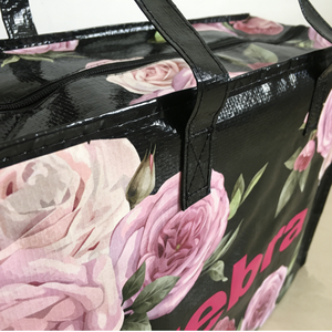 Bolsa de Compras Retro Rose de Gran Capacidad - Bolsa de Mano Tejida con Revestimiento Impermeable - Product Image 3