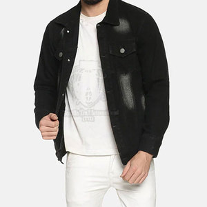 Veste en jean décontractée en toile haute performance coupe ajustée, couleur unie avec deux poches avant, légère pour l'hiver - Product Image 4