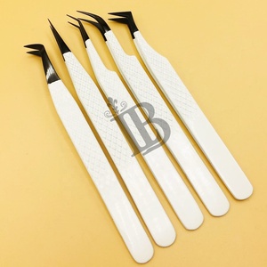 Pinces à cils de qualité supérieure, pinces pour extensions de cils en vison, manche lisse, pour professionnels, logo gratuit, volume. - Product Image 4