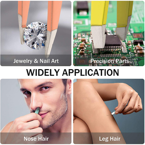 Juego de Pinzas para Cejas de 4 Piezas con Puntas Inclinadas, Anguladas y Planas, con Tijeras para Cejas Afiladas y Estuche de Cuero PU - Product Image 4