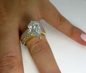 Anillo DE BODA impresionante con diamantes de moissanita de corte de pera de plata 925 - Product Image 2