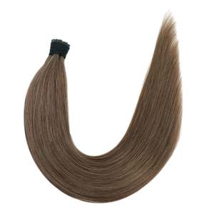 Extensions de cheveux I-Tip Micro Bead 8 pouces, brun cannelle, 100% cheveux humains indiens Remy 9A, ondulation lâche - Product Image 1