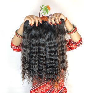 Extensions de cheveux humains indiens naturels de qualité supérieure, 100 % vierges, couleur noire, ondulées, double trame, provenant d'un seul donneur, vente en gros - Product Image 5